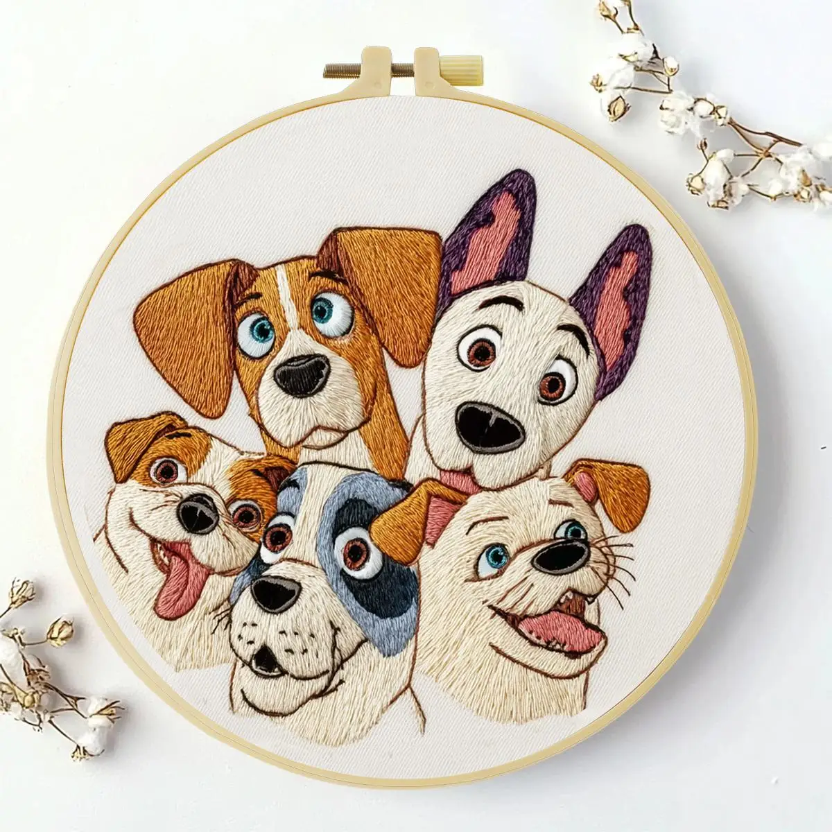 1 Stück 20X20CM/15X15CM 7,87/6,3 Zoll Niedliches Hunde-Stickerei-Starter-Kit DIY-Kit DIY-Stickerei-Set Handarbeiten Nähkunst – Detail 1