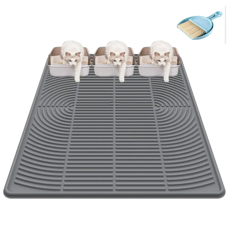 

Коврик для кошачьего туалета XL 47 x 35, очень большой силиконовый коврик для лотка, водонепроницаемый, для улавливания наполнителя, моющийся, нескользящий, для кошек