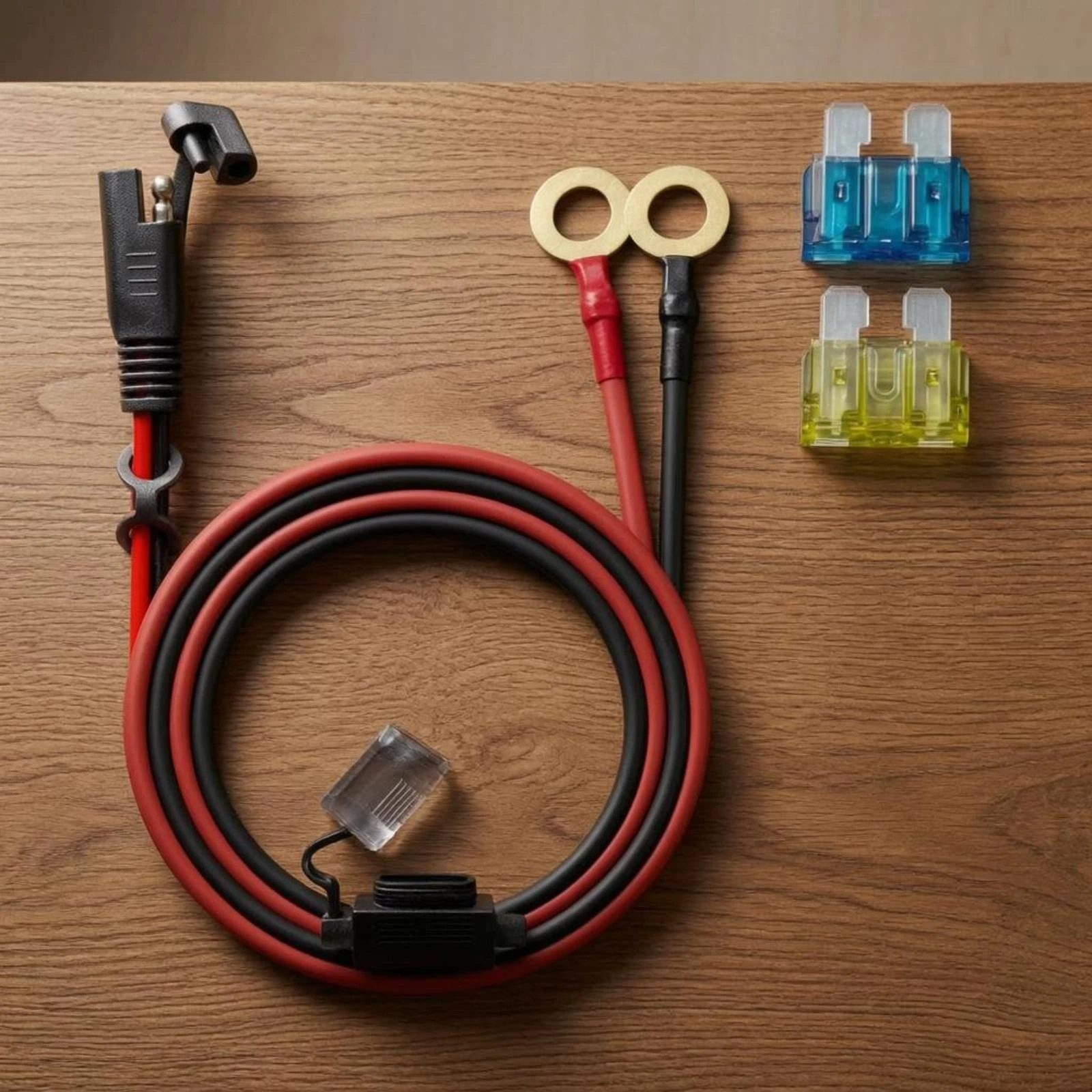 

Battery Cable Harness 10 AWG SAE Connector Cable SAE Battery Connector Insulated Circular Lug Wire Fused