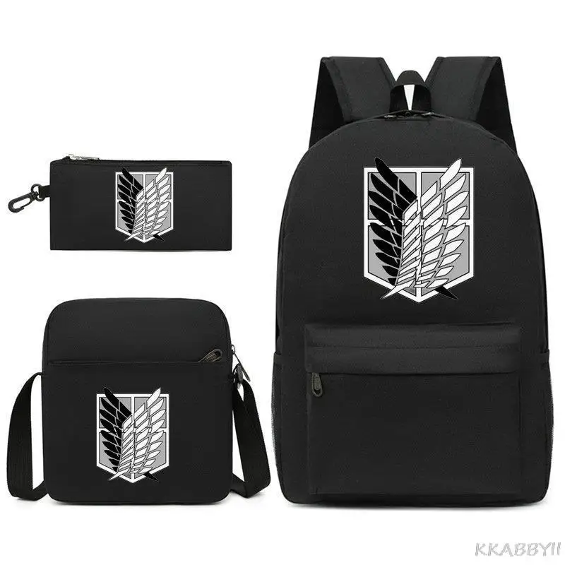 Attack on Titan Anime School Bag for Girls Boys Children Back To School Backpack Shoulder Bag Pencil Case Set Students Schoolbag