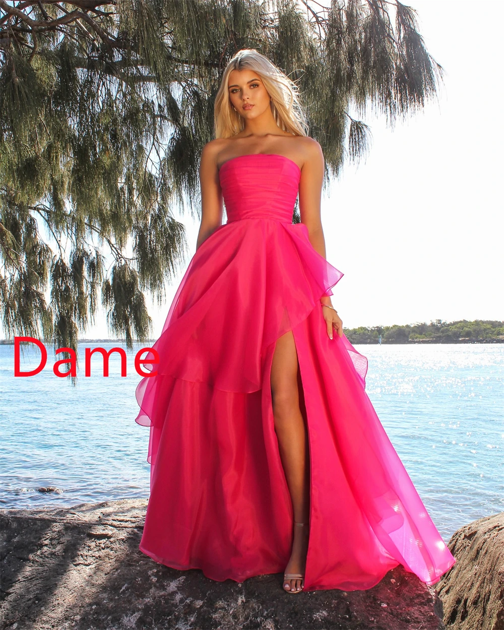 Aangepaste delicate gele organza avondjurk elegante strapless mouwloze sweep trein homecoming jurk sprankelende feestjurk