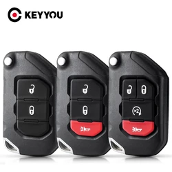 KEYYOU1PCS 2 / 3 / 4 Buttons Flip Remote Car Key Shell Case for Jeep Wrangler Gladiator 2018 2019 Auto Keys Fob