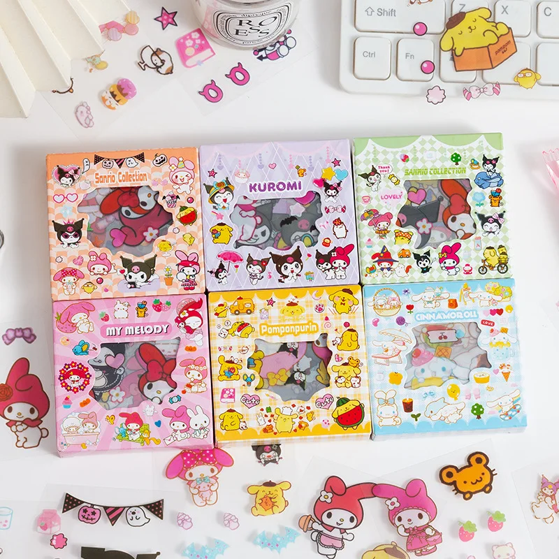 100Pcs Kawaii Sanrio Hello Kitty Stickers Cartoon Cute Kuromi My Melody Cinnamoroll Waterproof Stickers Girl Birthday Present