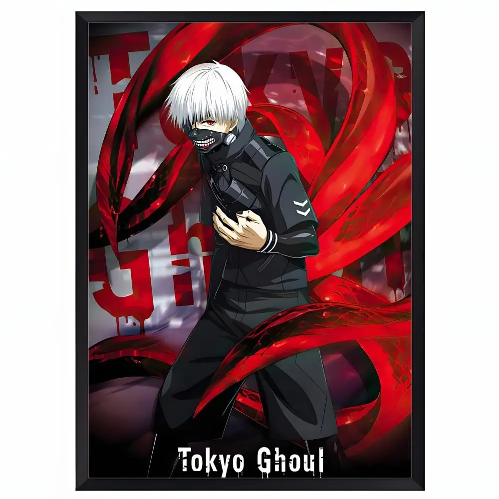 Beliebtes Anime-Tokyo-Ghoul-Poster, vielseitige, wasserfeste HD-Wandkunst, selbstklebende Dekoration für jeden Raum, ideales Geschenk