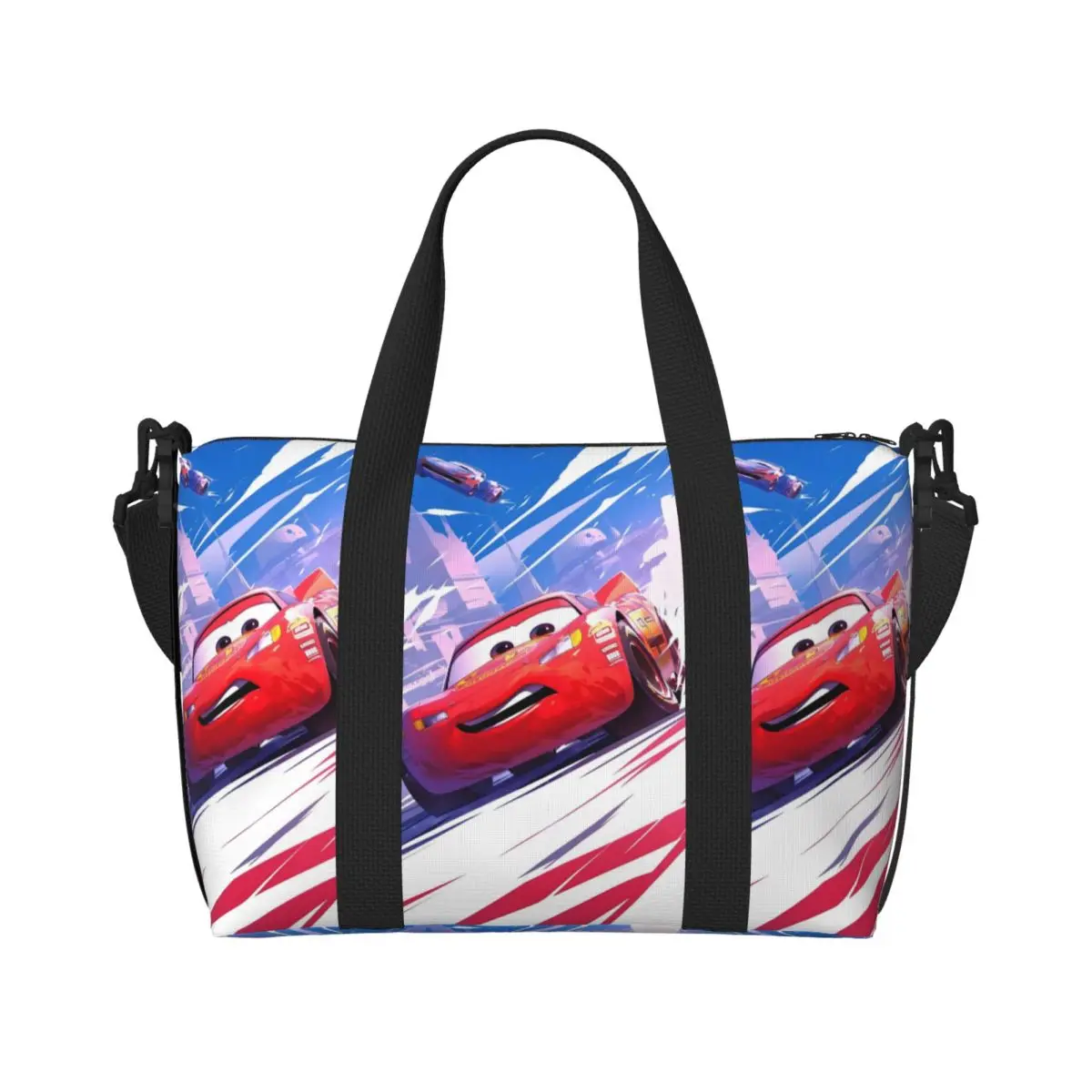 

Custom Large Lightning Mcqueen Cool Tote Bag for Women Cartoon Pattern Shopping Shoulder Gym Beach Travel Bag