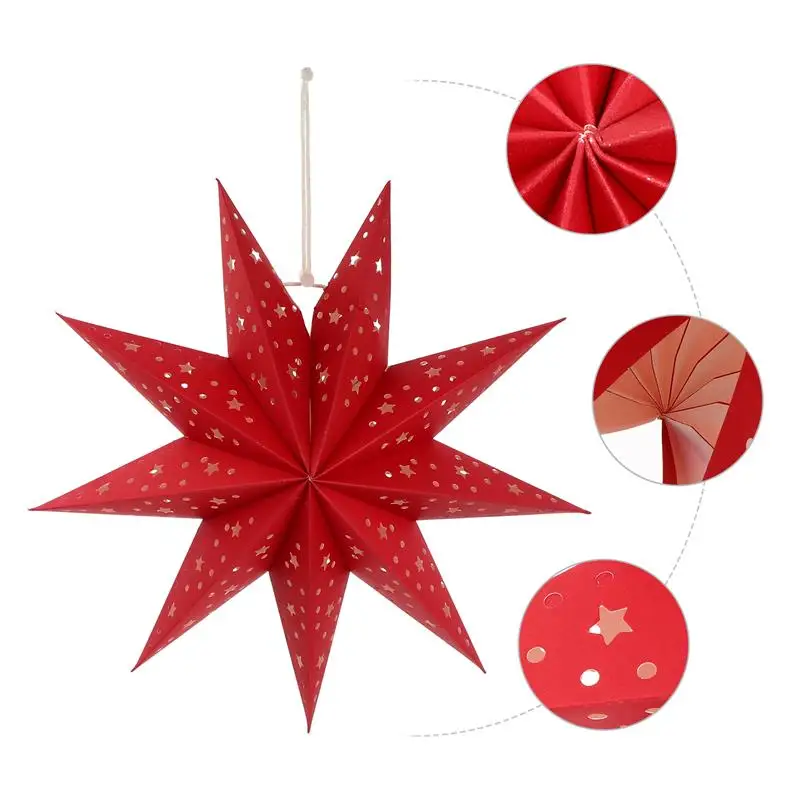 Xmas Led Star Star Paper Lampshade Pendant 3d Paper Star Lantern Christmas Star Lampshade Christmas Window Lights