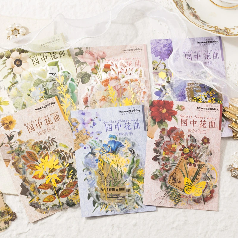 

6 styles 30 pcs Garden melody series plant theme PET stickers DIY Scrapbooking Material Diary Album Junk Journal Supplies