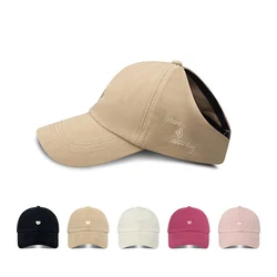 Casquettes de baseball pour queue de cheval pour femmes, chapeaux de soleil en coton pour dames, chapeau Snapback pour chignon désordonné croisé, visière extérieure réglable pour fille, été