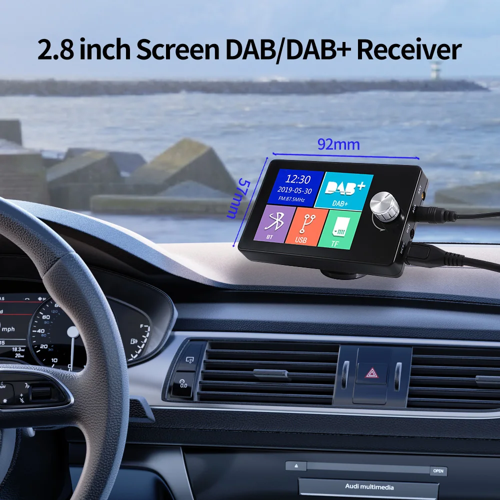 DAB+ Car Digital Radio FM Receiver BT SD TF MP3 Player 2.8 Inch Screen DAB for European Car Audio Signal Broadcasting Phone Call