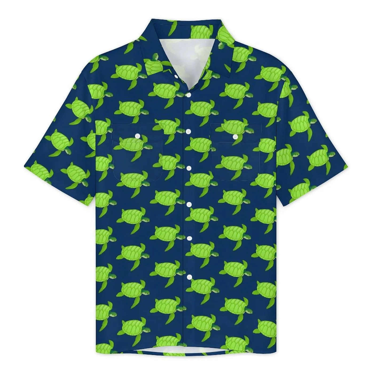 Hawaiian Shirt Beach Green Sea Turtles Blouses Animal Classic Casual Shirts Male Short Sleeve Korean Fashion Oversized Tops