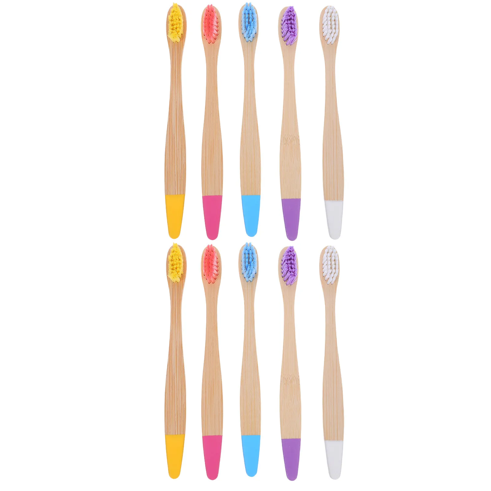 10Pcs Kids Bamboo Toothbrush Soft Bristles Wooden Handle Colorful Toddler Toothbrush for Home Party Travel Daily Oral Cleaning