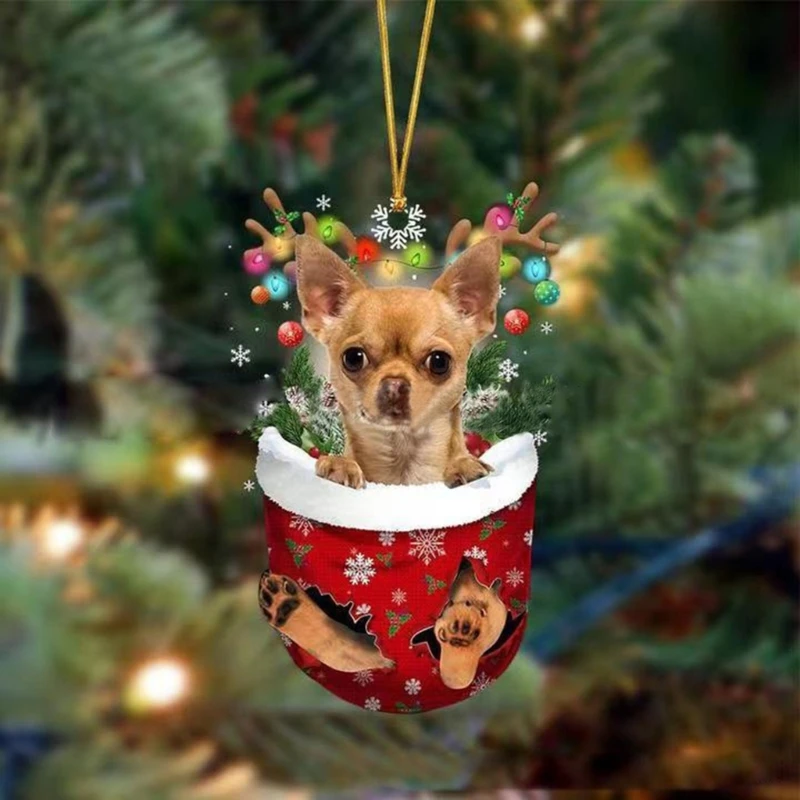 Adorno acrílico para árbol Navidad perro, decoración colgante llamativa acrílico para árbol Navidad y fiesta en