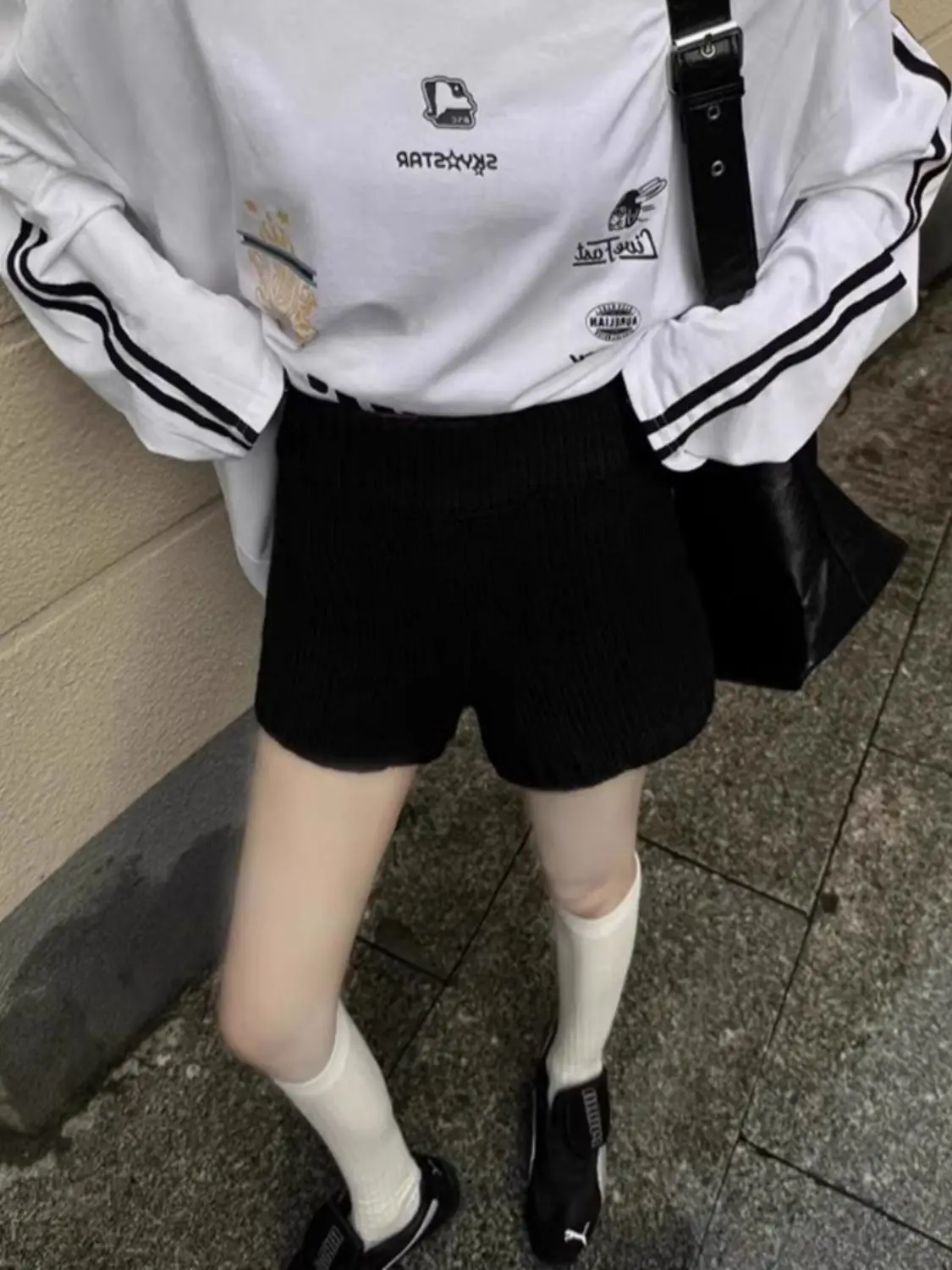 

Gagarich серые минималистичные вязаные шорты женские осень-зима 2025 новый стиль ленивые свободные широкие брюки повседневные свитера трапециевидной формы