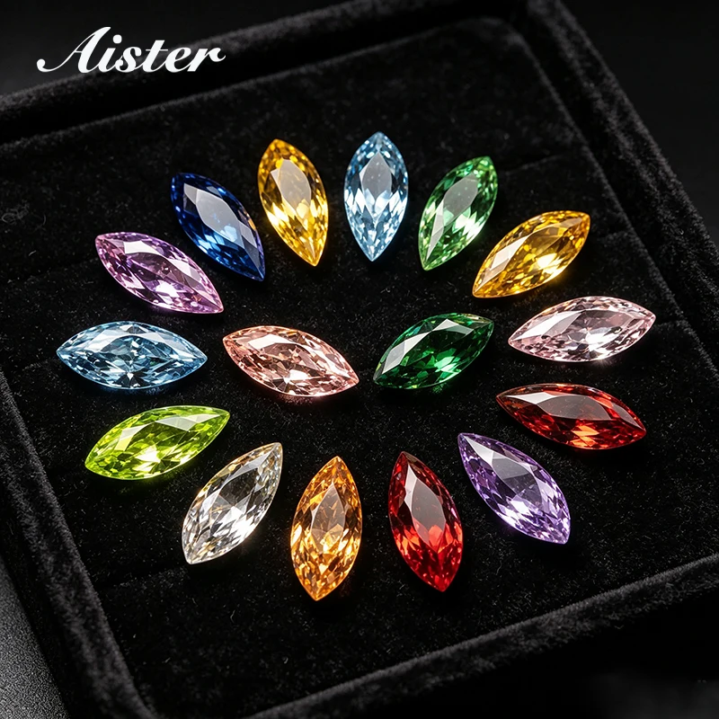 Top Colors Marquise Crushed Ice Cut High Carbon Diamond Cubic Zirconia Gesstome 4K Cutting 5A Grade Quality CZ Lab Zircon Stones