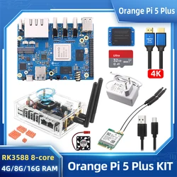 Orange Pi 5 Plus RK3588 4 8 16 GB RAM 2.5G Dual Ethernet Port PCIe Extension Optional Case Fan WiFi6 BT Power Supply OPI5 Plus