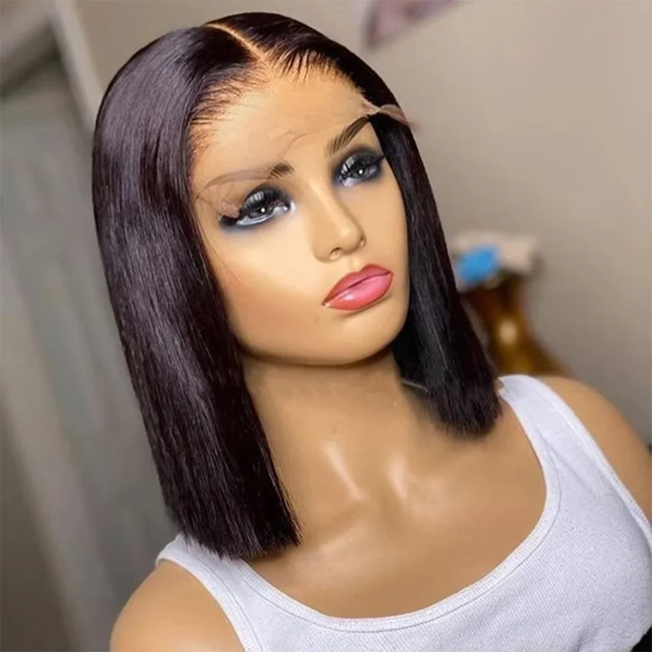 Silky Straight Human Hair Bob Wigs 13x4 Lace Frontal 250% Density Pre Cut Glueless 4x4 5x5 HD Lace Front Pre-Plucked Natural Looking Bob