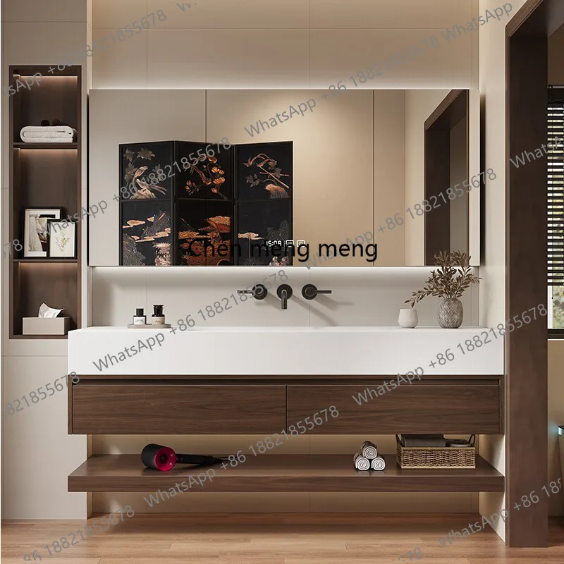 B567 Medieval style bathroom cabinet rock slab hot bending ceramic seamless  combination cabinet hand