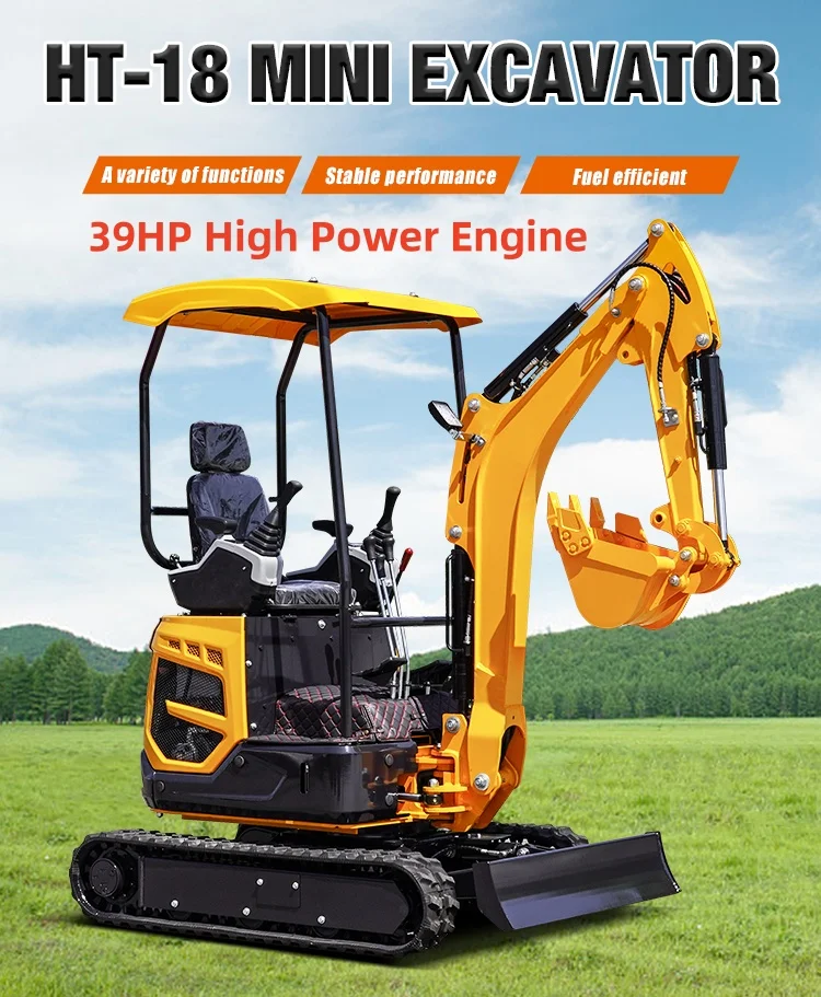حفار صغير 1.8T حفار صغير 39Hp Kubota حفارات زاحفة هيدروليكية صغيرة 2 طن 1.5 طن للاستخدام المزدوج للمزرعة والهندسة