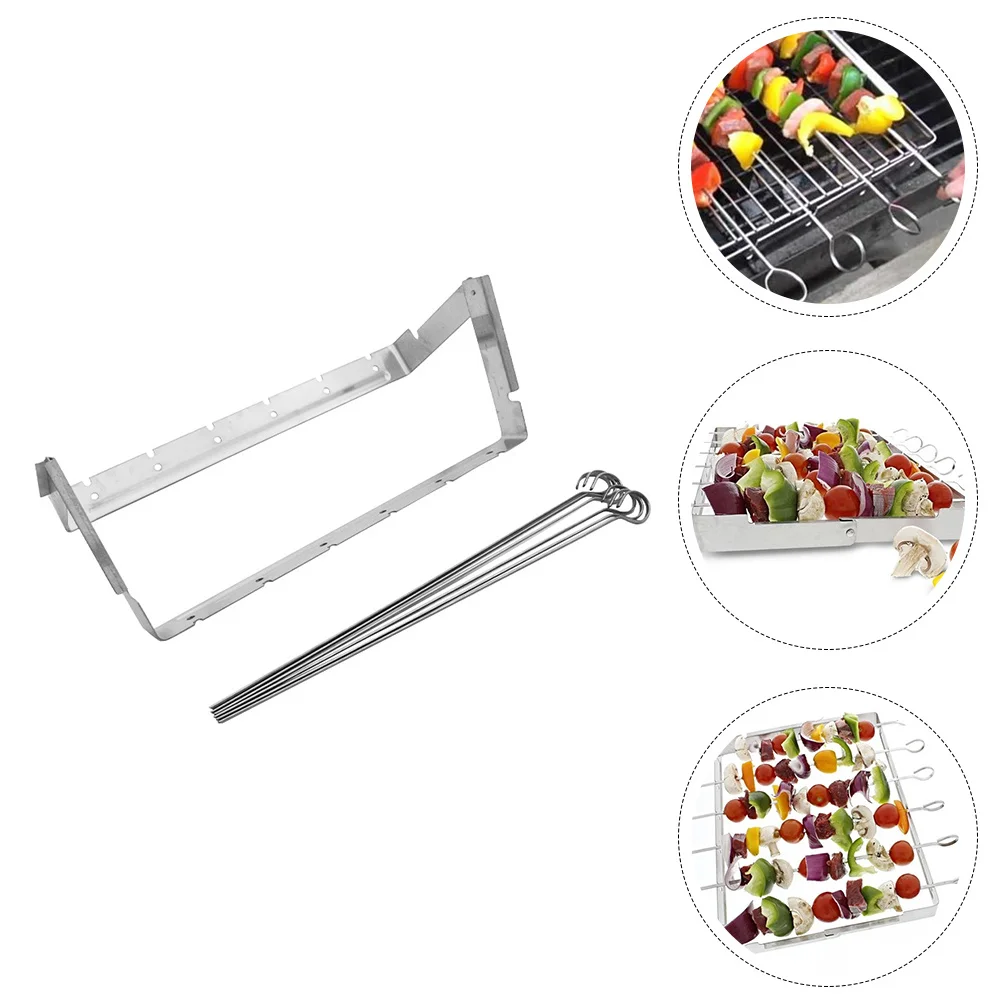 

1Set Skewer Rack Set Stainless Steel Bbq Grill Portable Folding Outdoor Camping Picnic Baking Tool Heat-Resistant Reusable Metal