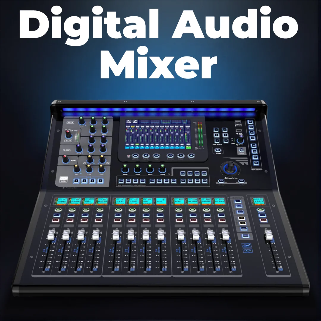GAX-TQ22 16 Channel Digital Audio Mixer USB Audio Interface with Multi-Band EQ & Effects for Meeting Room Studio and Live Events