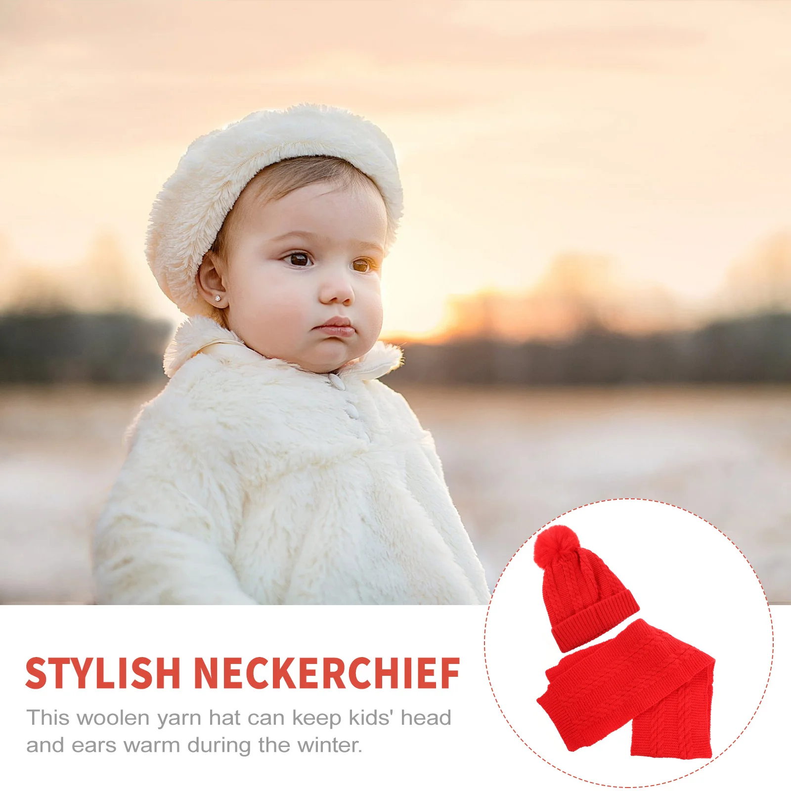 1 مجموعة قبعة متماسكة وشاح مجموعة الدافئة غزل الصوف قبعة للرياح واقية البلوز أنيق منديل الشتاء ملابس خارجية #4