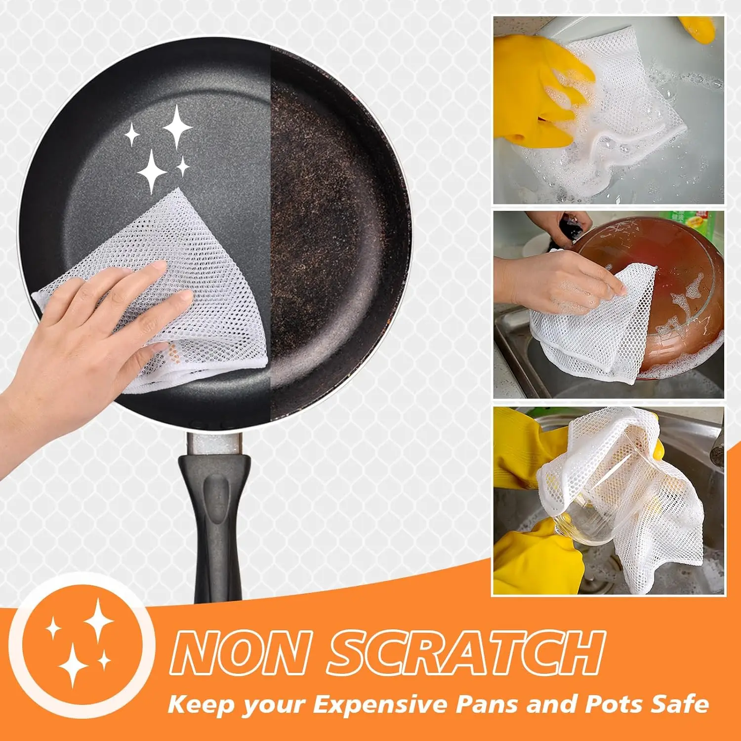 Mesh Dish Cloths for Washing Dishes No Odor Dishes Scrubber for Kitchen-Fast Drying and Easy to Clean Mesh Dishes Cloth 12 Pack