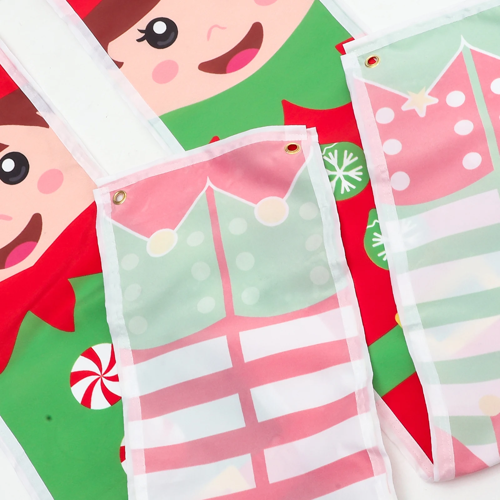 

1 Pair Xmas Cartoon Couplets Christmas Door Decor Door Porch Sign Party Supplies Polyester Hanging Flag Holiday Decoration