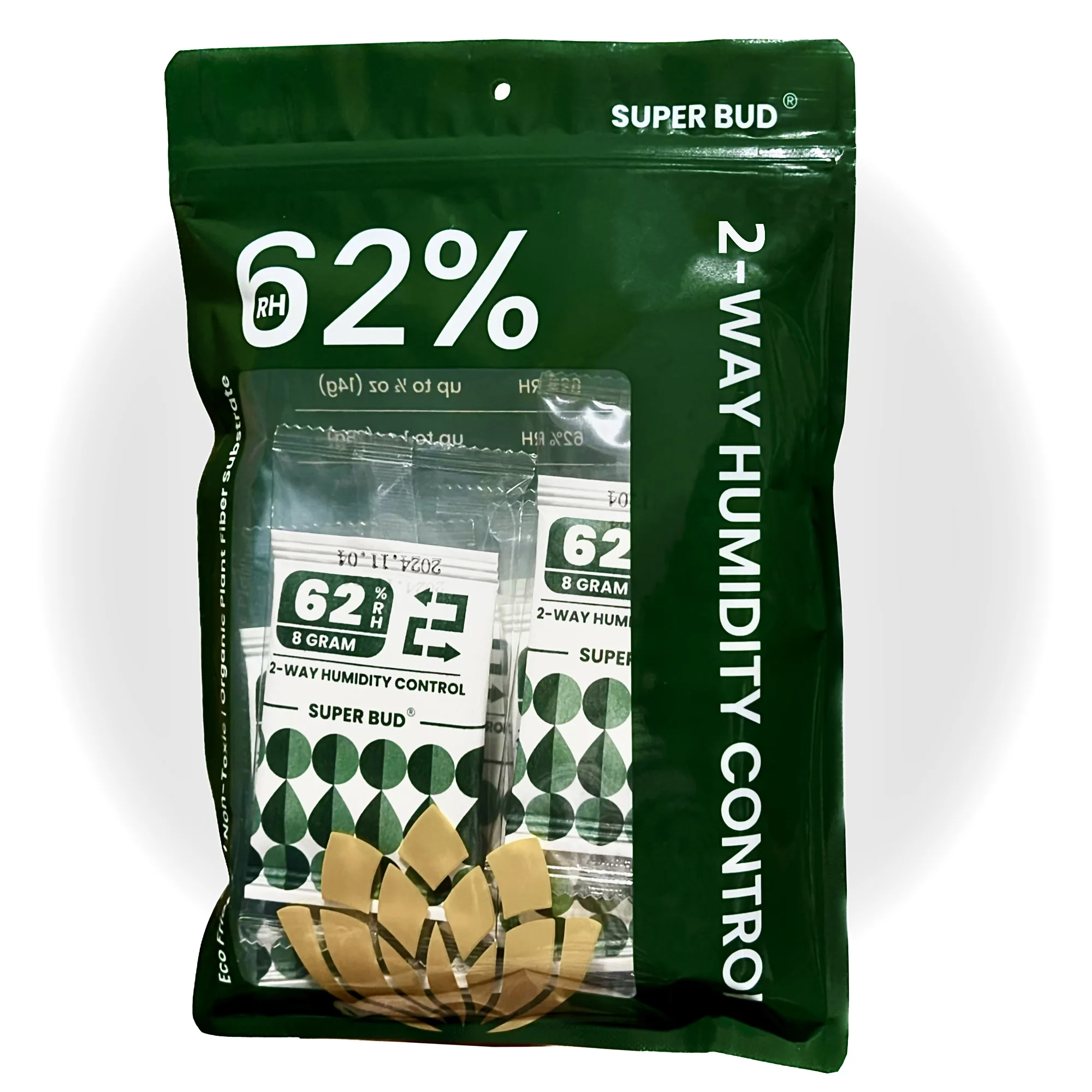 2-Way Humidity Control Packs Size 4g/ 8g, 62% RH for Up to 1 oz Flower Buds, Herbs Moisture Balancer, Hydration Packets