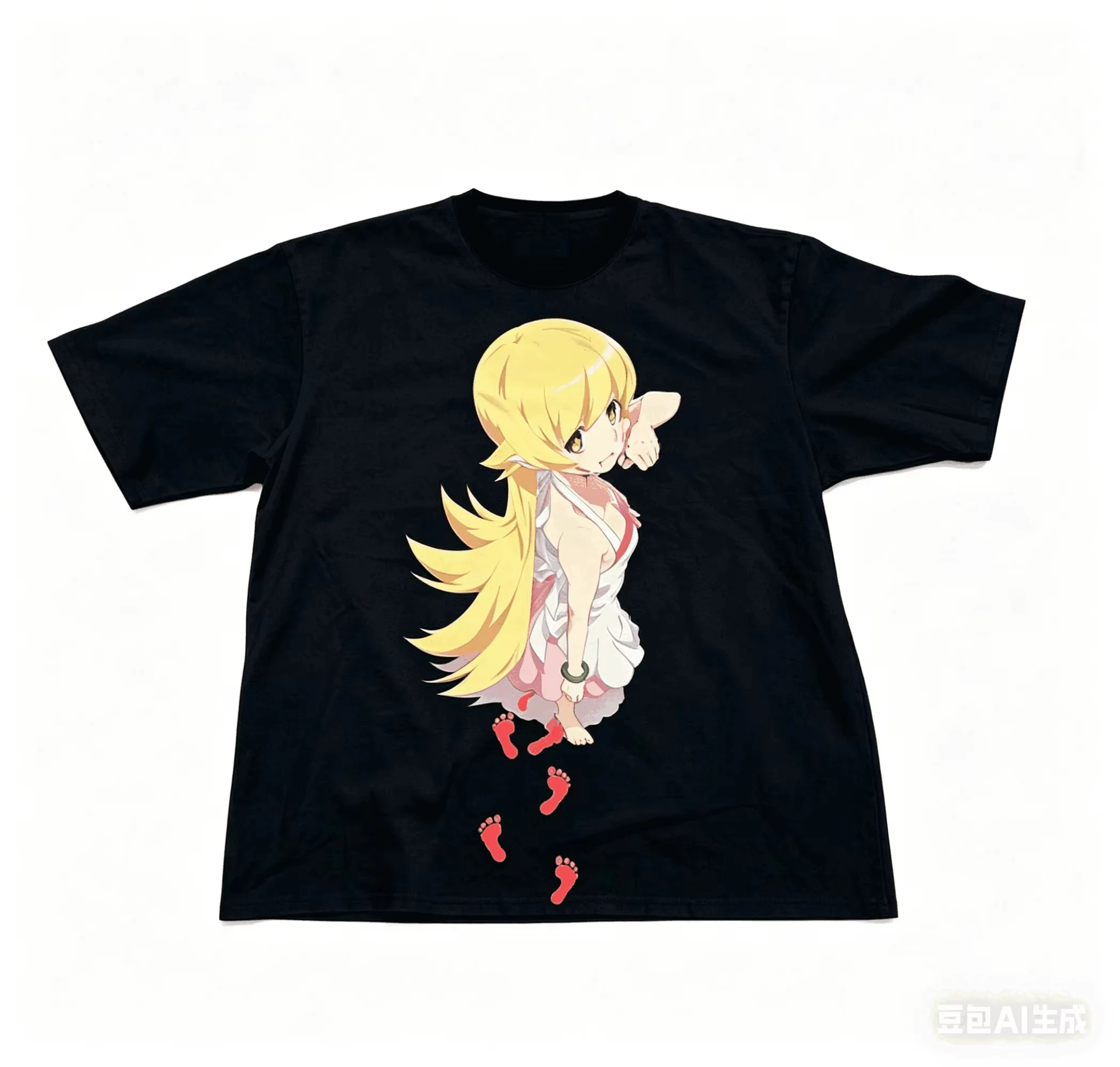 Monogatari-Serie Anime-Grafik-T-Shirt Unisex Vintage Gewaschene Baumwolle Kurzarm Harajuku Streetwear Ganzjährig Tragbare Freizeit-Oberteile – Detail 6