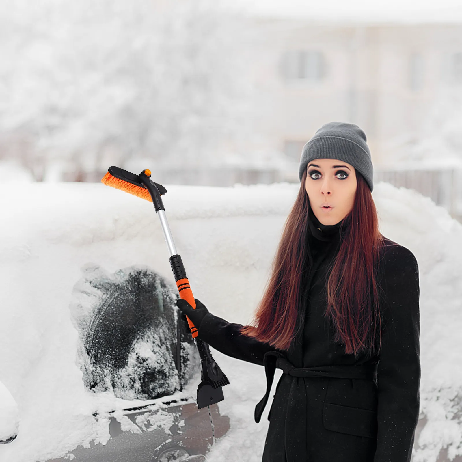 

Multi-Purpose Windshield Ice Shovel Snow Brush Car Snow Clean Tool Heavy Duty Ice Scraper for Windshield Rear Side Windows