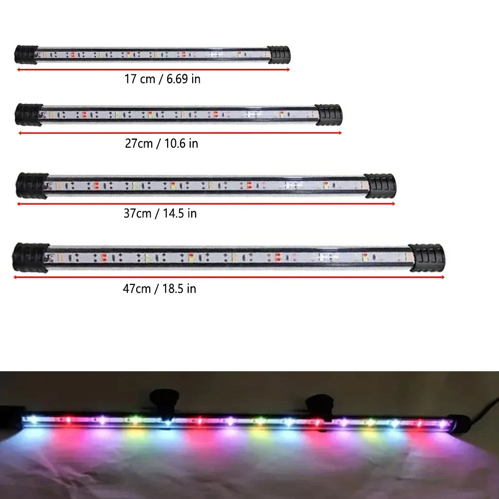 Iluminação LED submersível para aquário, lâmpada de humor impermeável, aquário, planta decorativa crescer acessórios leves, USB, 17-47cm, 110-240V