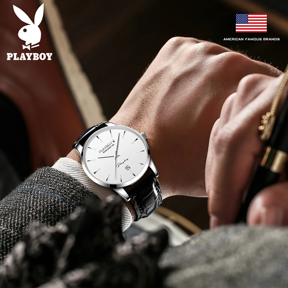 PLAYBOY Original Classic Automatic Mechanical Watch for Men Waterproof Auto Date Wrist Watch Men Fashion Luxury Man Watch