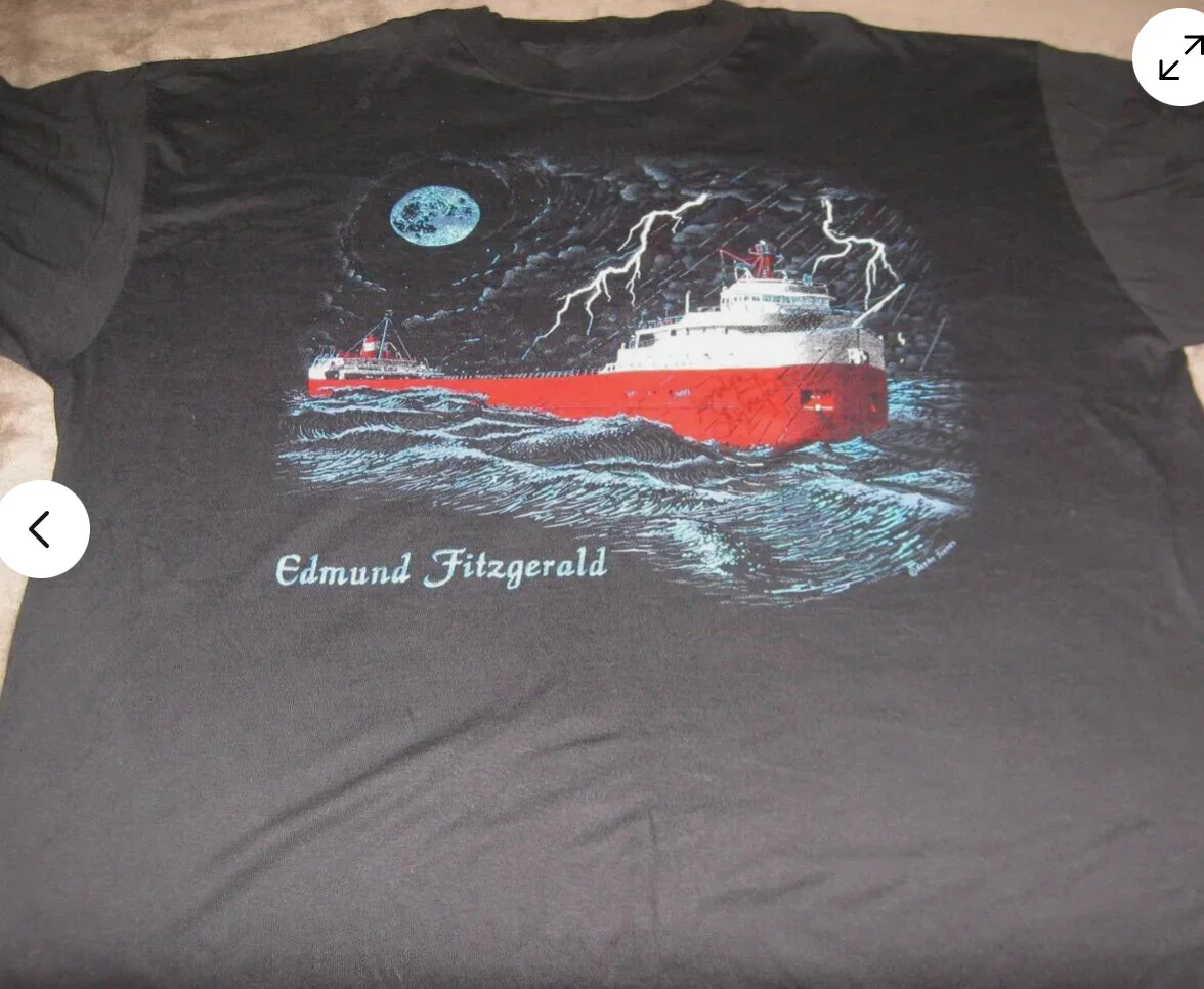 VTG Edmund Fitzgerald GORDON LIGHTFOOT Shirt Classic Black Unisex S-5XL