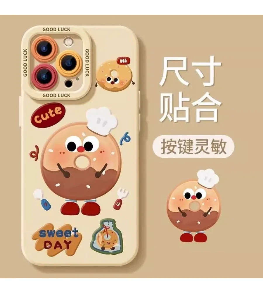 Cute Breakfast Food Cartoon Smooth Phone Case Sweet Student Shockproof Cover For Iphone 12 13 14 15 16 17