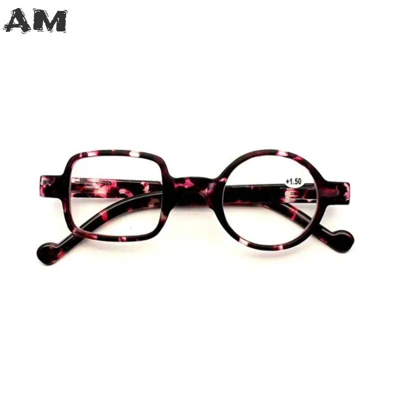 Retro Leopard Asymmetrical Round&Square Reading Glasses Women&Men Presbyopia Glasses Hyperopia Eyeglasses For Elder