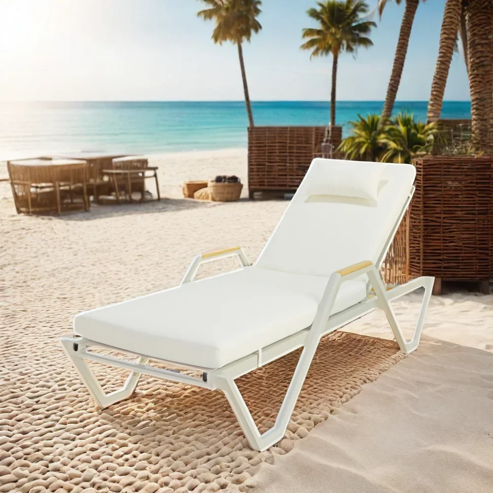 xx-Lounge Chairs With Sun Shade Reclining Sun Lounger Chaise Stackable Aluminum Pool Beach Resort Project Use Outdoor Furniture