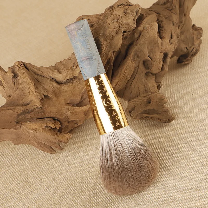 EIHODO Makeup Brush-2024New Luxury Natural Hair Powder Brush-Blue Fox Hair Laser Carved Tube Solid Wood Handle Single Brush