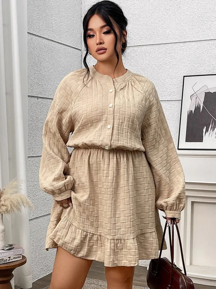 

XL-4XL Одежда больших размеров Платья Женские халаты Весна Осень С длинным рукавом Уличный стиль Повседневная 3XL 4XL Платье-рубашка большого размера Oversize