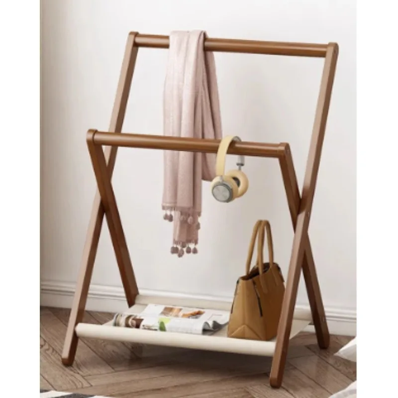 Bedside Coat Rack Floor-To-Ceiling Folding Small Solid Wood Bedroom Sleeping At Night Temporary Clothes Storage Hanger