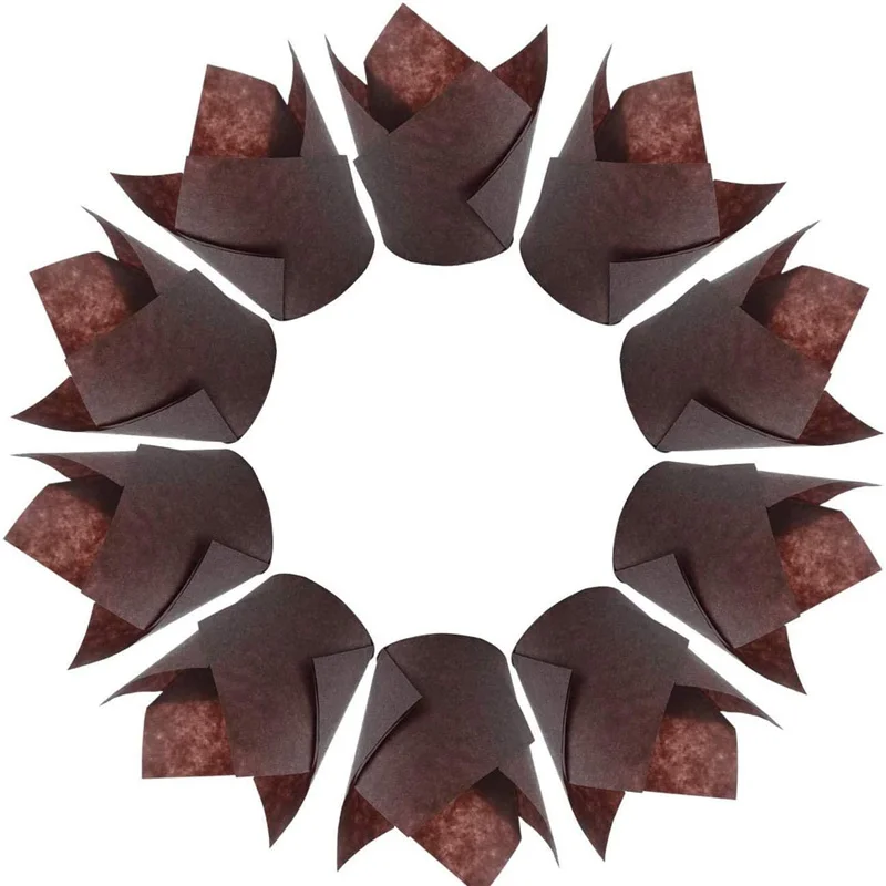 Get Creative with 200Pcs Tulip Cupcake Liners - Brown Baking Cups Perfect for All Occasions