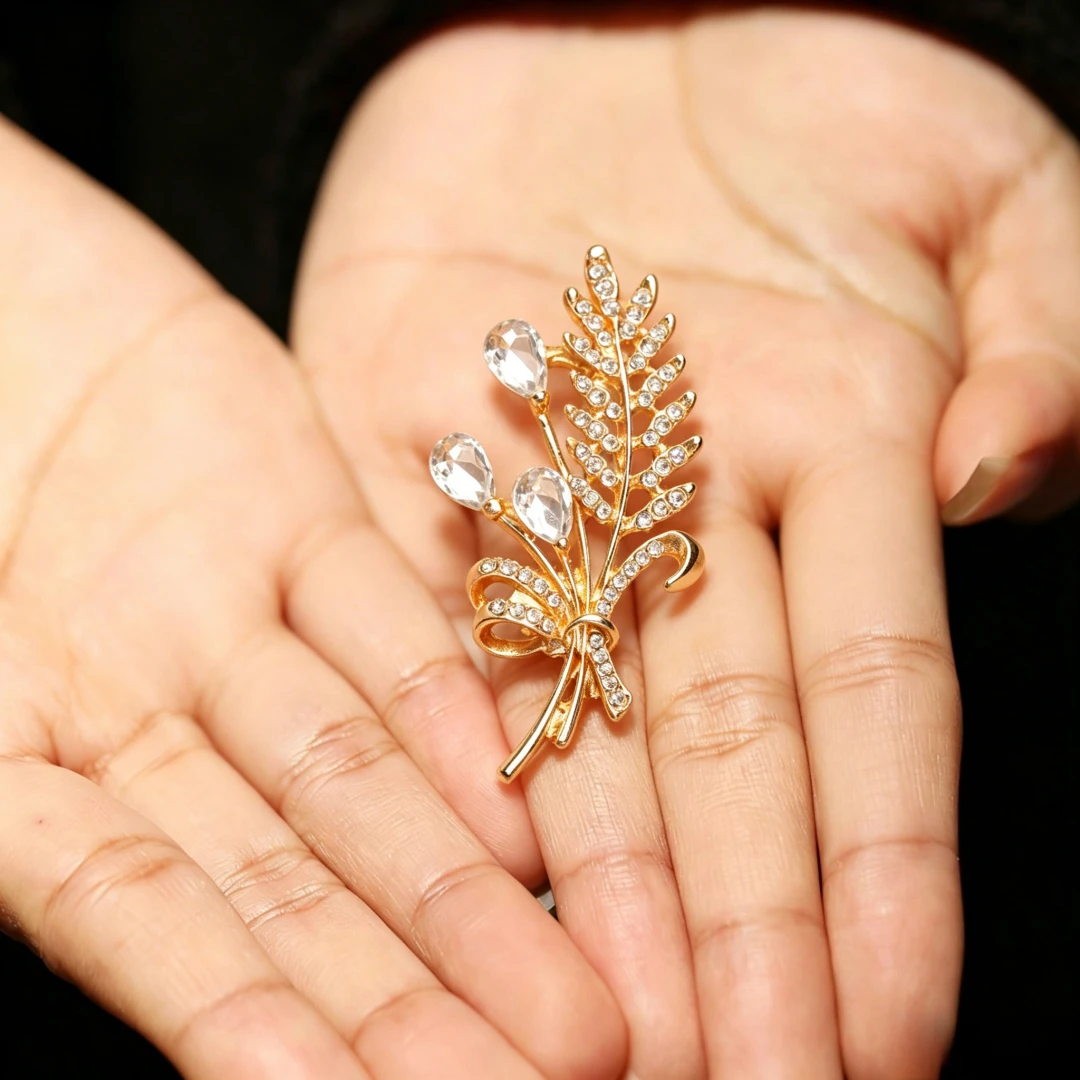 Baroque Luxury Wheat Ear Design Brooch for Men and Women, Jewelry and Accessories, Surprise Gifts for Weddings, Holidays,Parties view 3