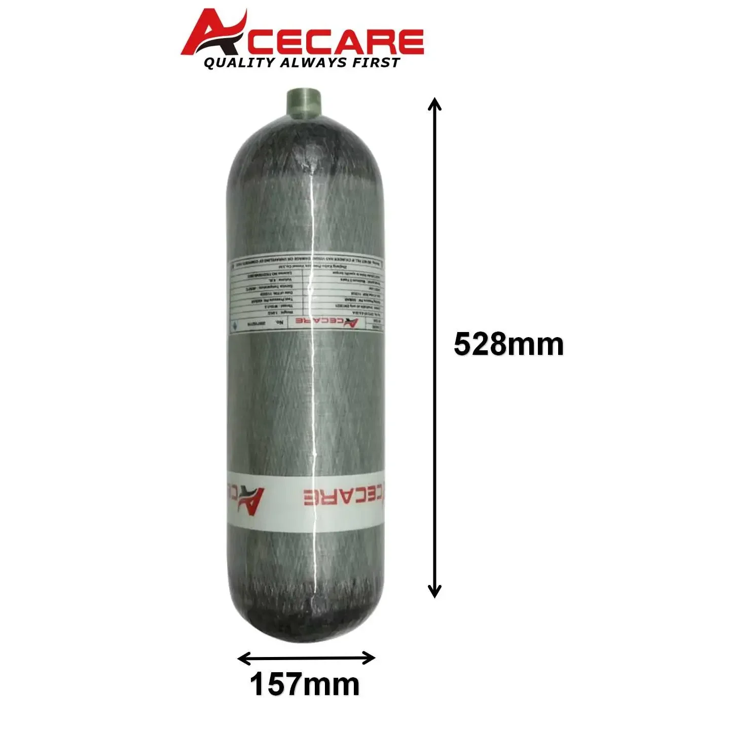 ACECARE 4500Psi 300Bar 6.8L Цилиндры из углеродного волокна Цилиндры высокого давления для резервуара для подводного плавания Резьба для оборудования M18 * 1,5