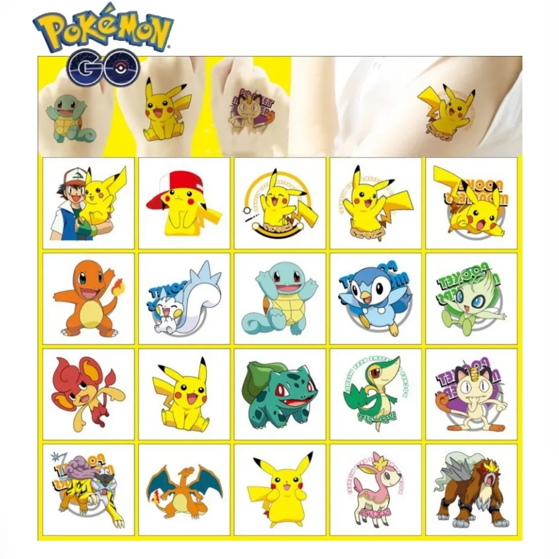 

20Pcs Set Pokemon Pikachu Series Cartoon Tattoo Stickers 20 Cute Anime Figures Waterproof Stickers Reward Toy for Children