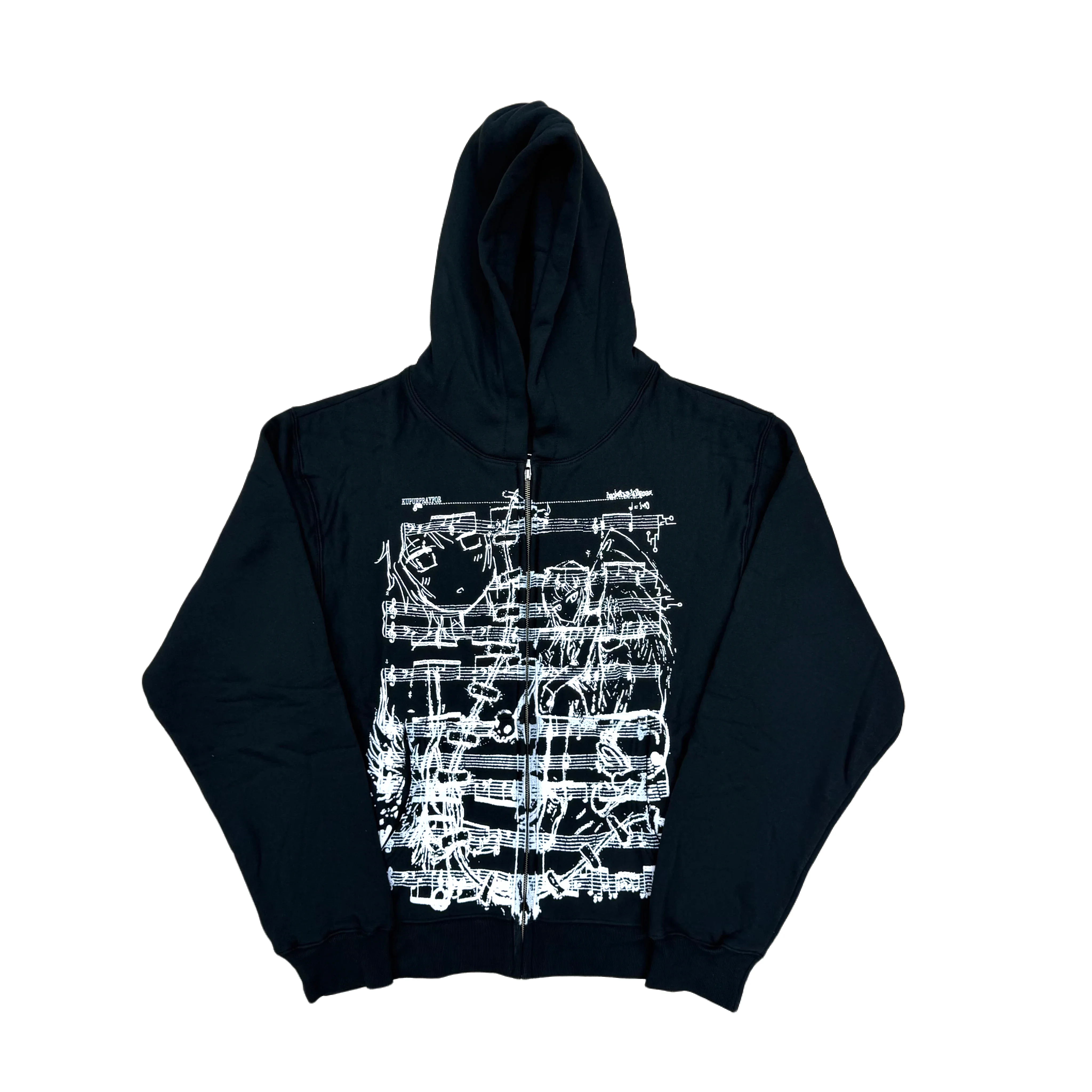New Men kuru Musical Score Zip Up SoundCloud Rage Rap Pullover Hoodies Hoody Hooded Sweatshirts velvet Cotton Thick Fleece E15