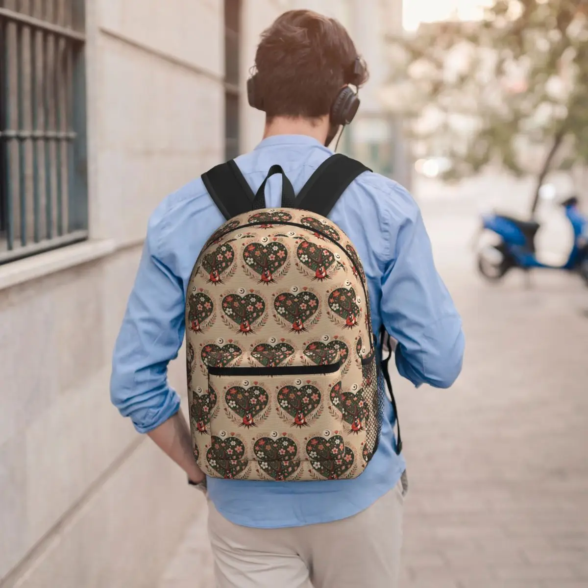 

Lonely Fox Under Love Flowers Tree Backpack Boys Girls BookBag Kids School Bag Laptop Shoulder Bags for Men Women