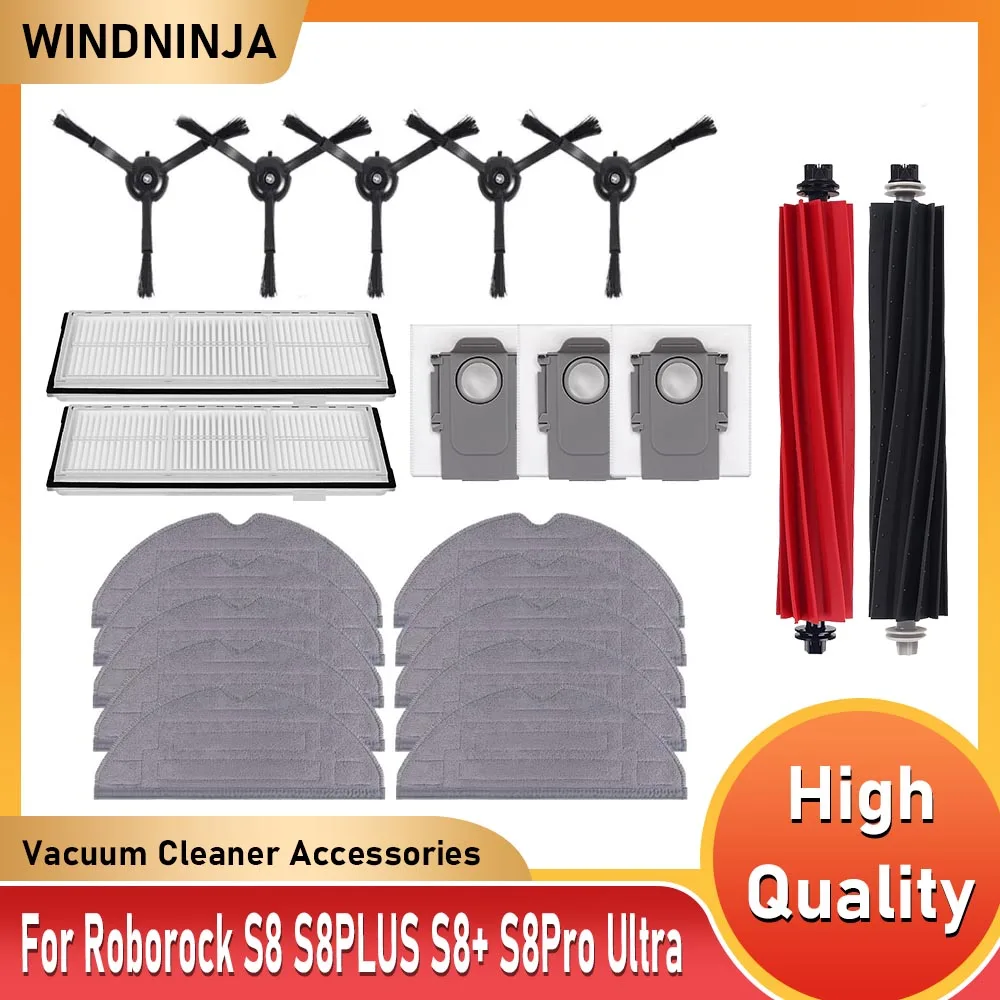 Hepa фильтр Основная роликовая щетка Боковая щетка Комплект тряпок для швабры для пылесоса Roborock S8 S8 PLUS S8 + S8 Pro Ultra Запасная часть