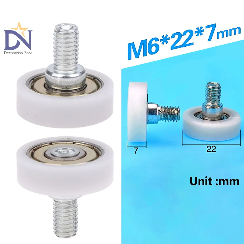 1PC M6 * 22*7 benang eksternal plastik busur bulat roda cembung bantalan sekrup Roller laci peralatan mekanik aksesoris