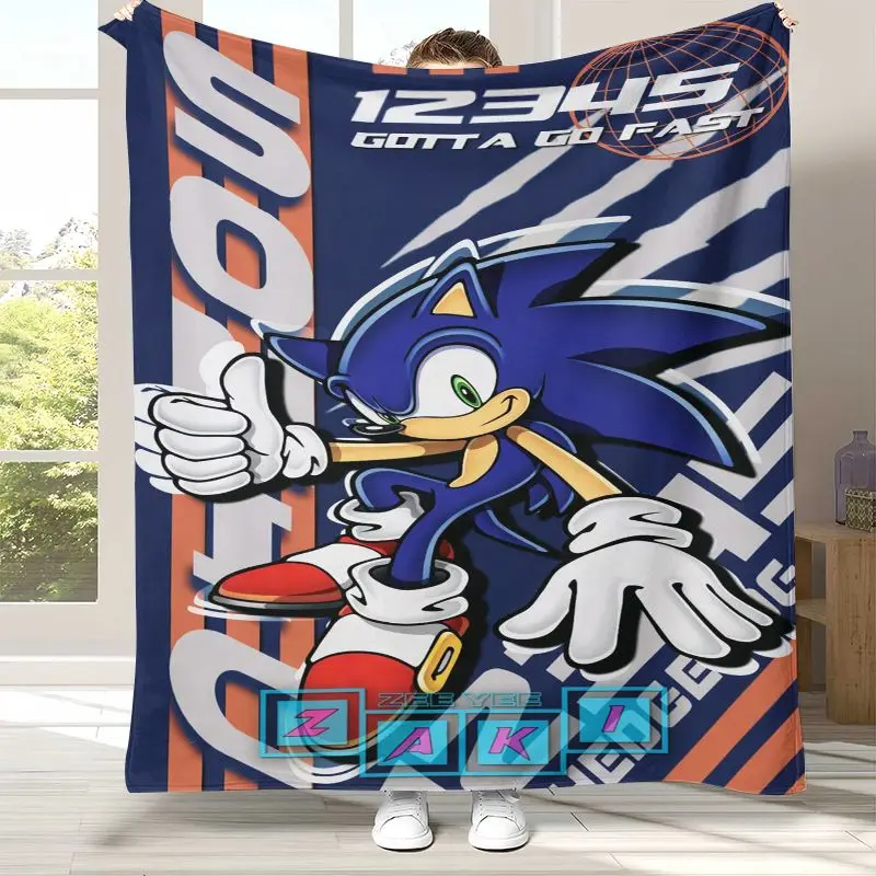 Cartoon S-Sonic Rings K-Knuckles Game Flannel Throw Blanket,Cozy Warm Blanket for Bed,Sofa,Living Room,Picnic,Camping,Home Decor