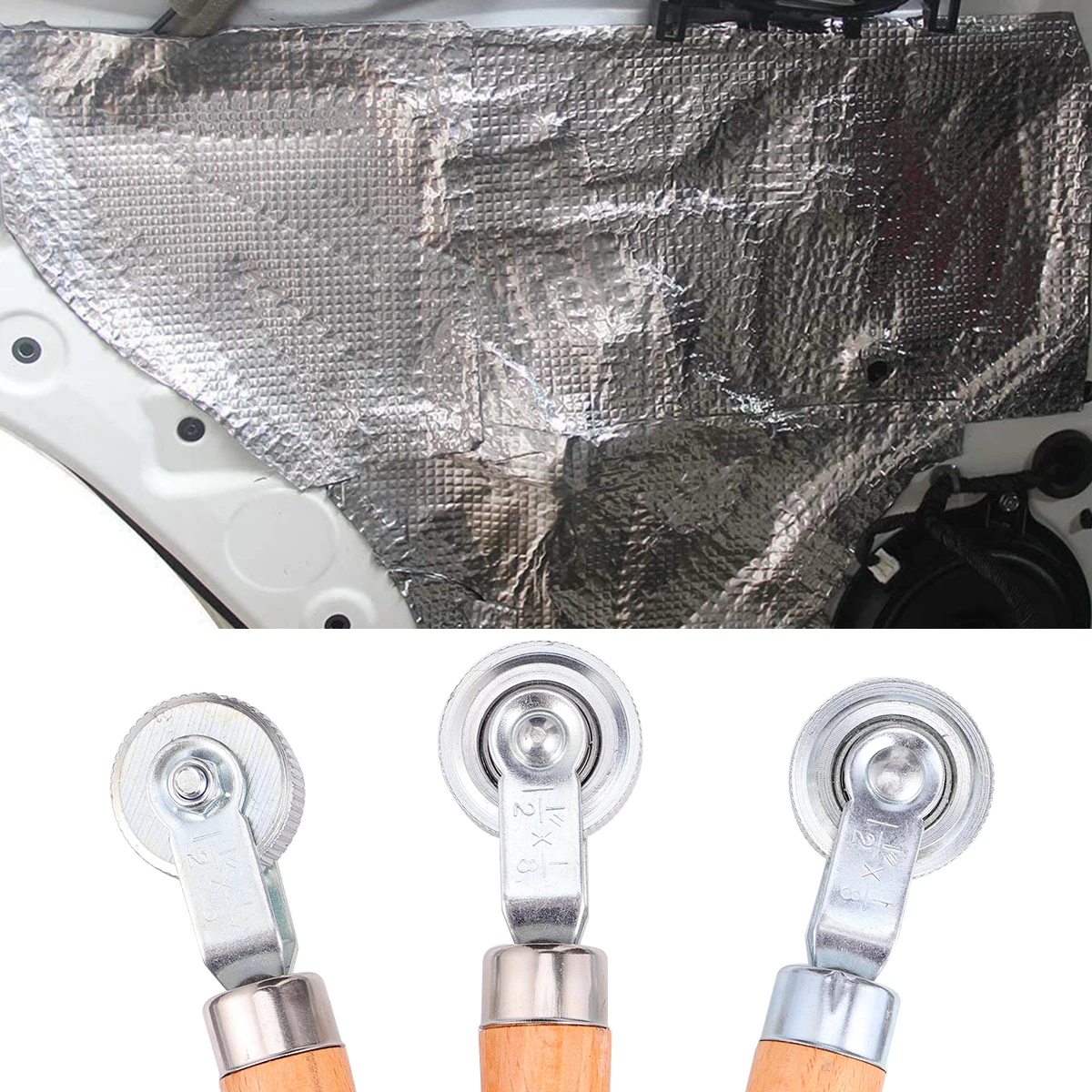 

3Pcs Car Tire Compaction Roller Auto Repair Tool Minimizes Air Bubbles Good Adhesion Silver