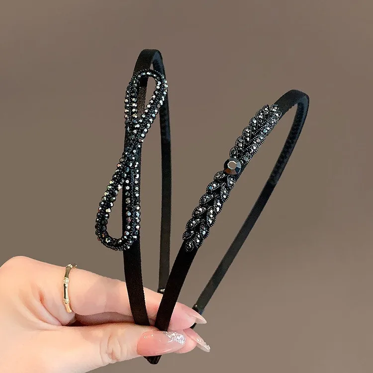 

New in Korean style Hair bands accessories minimalist rhinestone bows hoop headband hair woman anti slip teeth girls headbands